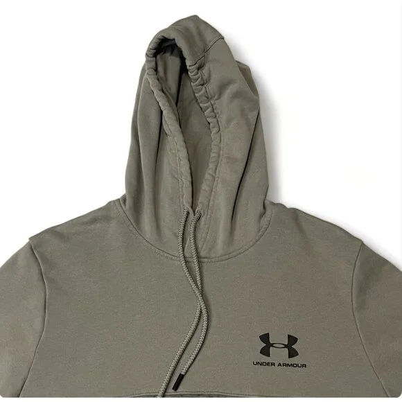 Under Armour Mens Short Sleeve Hoodie Size M Gray & Olive Cotton-Poly Blend - Picture 2 of 12